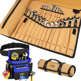 14-Pockets Magnetic Tool Belt   Wrench Roll Organizer with 23 1 Pockets for Metric & SAE Wrenches,Heavy Duty Tool Belts   Wrench Holder Organizer Bag for Men,Gifts for Dad,Mechanic,Electrician,Carpent