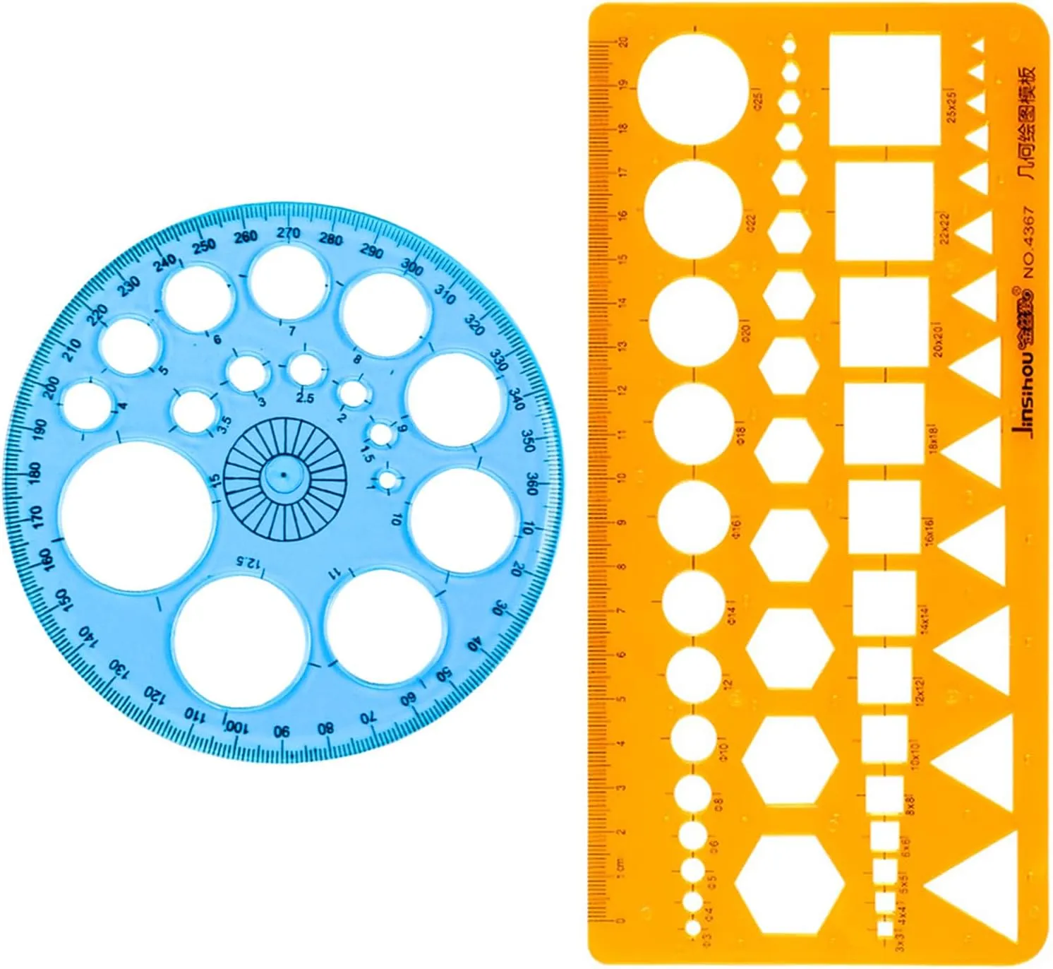 2 Pcs Geometric Stencils Templates, Circle Round Stencil, Measuring Geometry Ruler, Scale Drafting Digital Drawing Set, Artist Design Aid Tool
