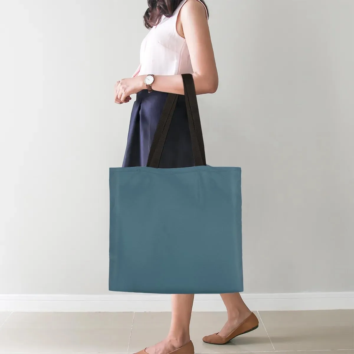 Airy Blue Canvas Tote Bag for Women Men Stylish Tote Handbag Shoulder Bag Reusable Grocery Bag