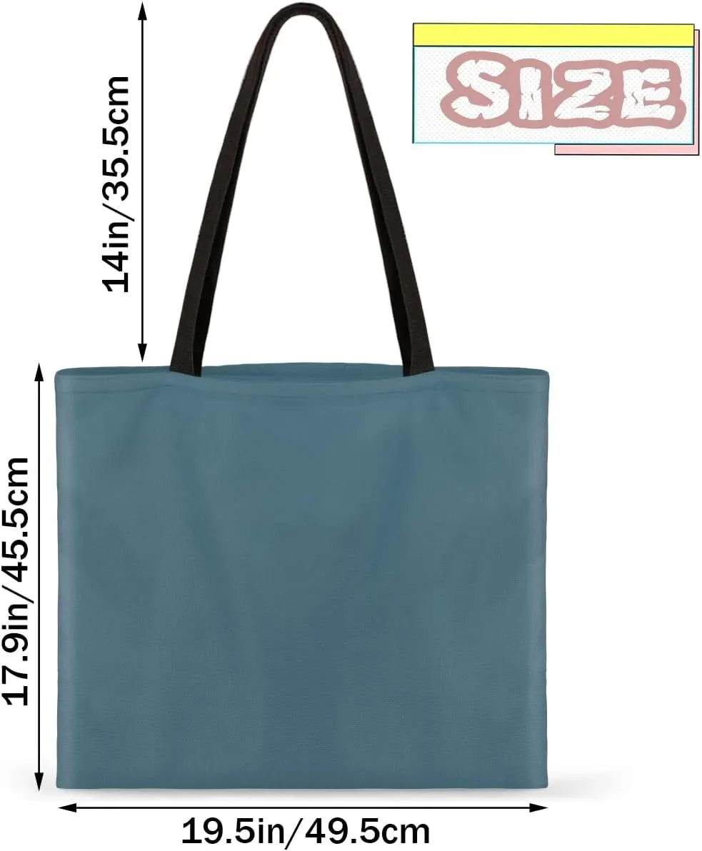 Airy Blue Canvas Tote Bag for Women Men Stylish Tote Handbag Shoulder Bag Reusable Grocery Bag