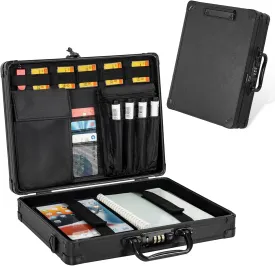 Aluminum Briefcase, Key Lock Clipboard Storage Box, Lockable Storage Case with foot pad and corner protectors, 13x 10x 2.75 inch