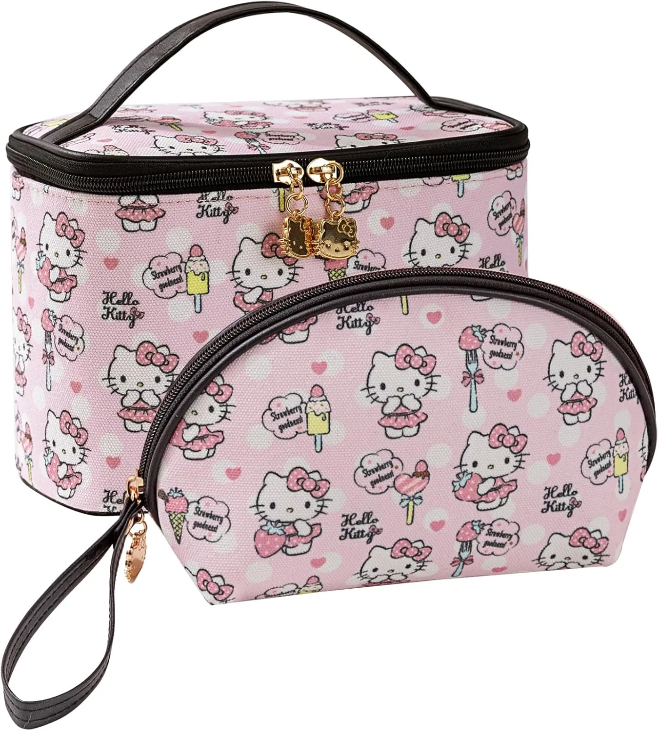 AmBealla Cosmetic Bag Large Makeup Bags Pink Travel Case with Makeup Brush Holder2PCS Cosmetic Organizer for Women, Toiletry Storage Bag for Skincare & Beauty Tools Sweet Cute for Girls