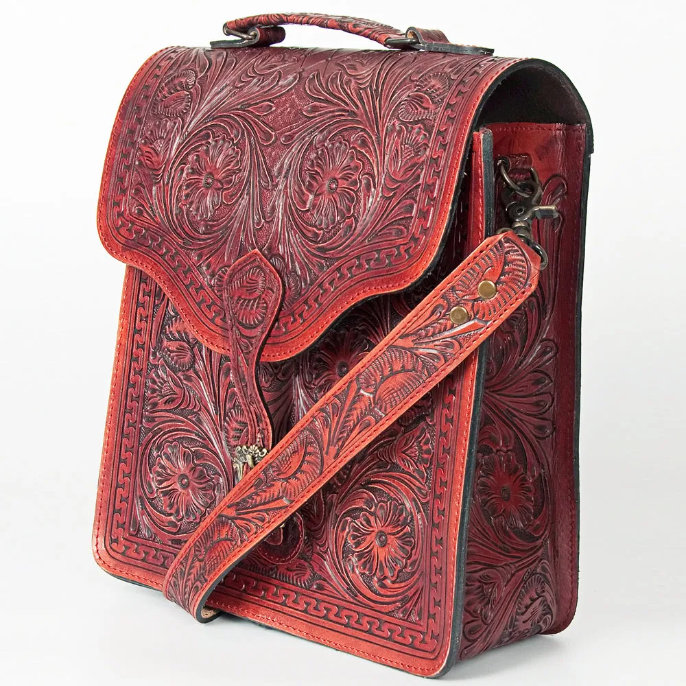 American Darling ADBG6002 Briefcase Hand Tooled Genuine Leather Women Bag Western Handbag Purse