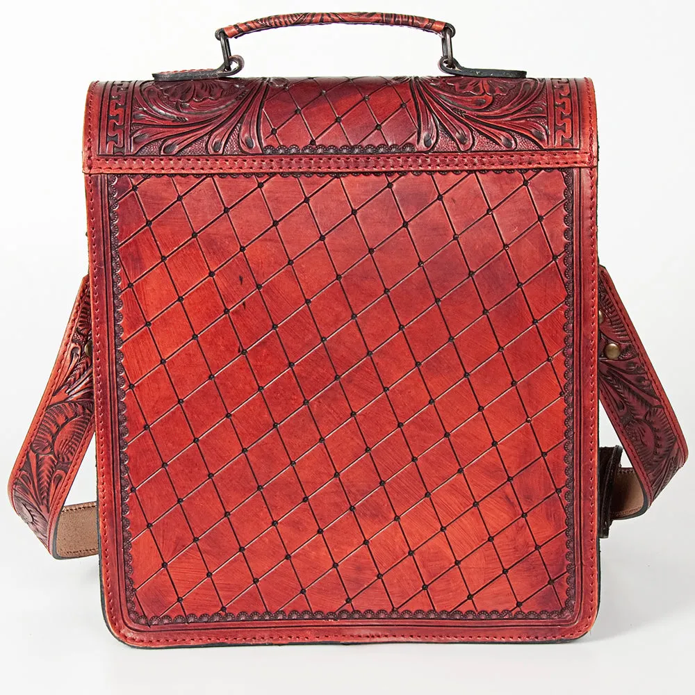 American Darling ADBG6002 Briefcase Hand Tooled Genuine Leather Women Bag Western Handbag Purse