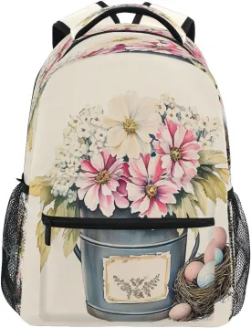 Backpack for Girls Boys, Teenager Bookbag College Rucksack Travel Daypack School Bag Kids Backpack Flower Bucket Eggs Painting