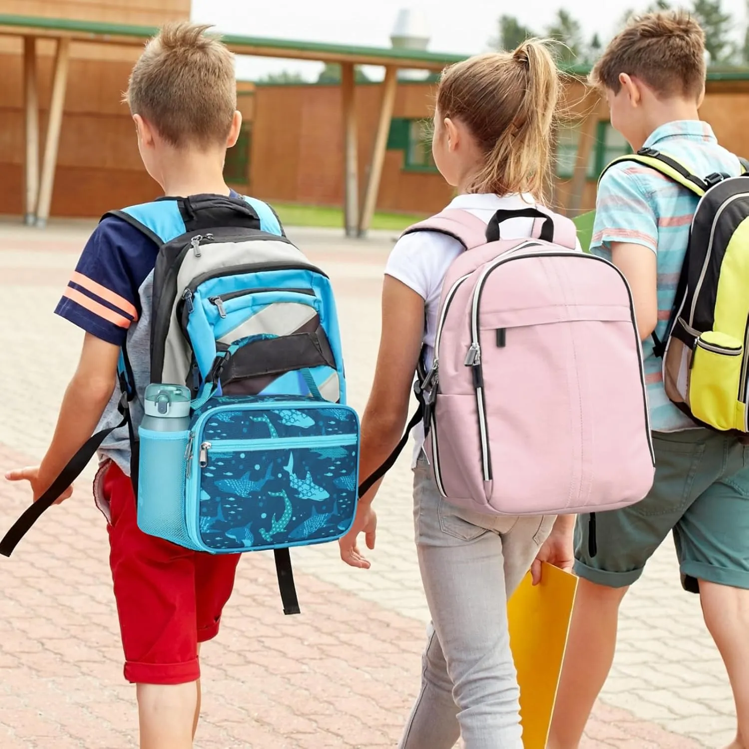 Bagseri Kids Lunch Box for Boys - Insulated Kids Lunch Bag for Boys Mini Cooler Tote with Leak-Proof Lining Reusable Toddler Lunch Bag for Daycare School Picnic, Blue Shark (Water Bottle No Included)