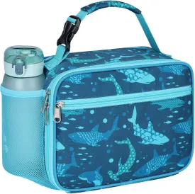 Bagseri Kids Lunch Box for Boys - Insulated Kids Lunch Bag for Boys Mini Cooler Tote with Leak-Proof Lining Reusable Toddler Lunch Bag for Daycare School Picnic, Blue Shark (Water Bottle No Included)