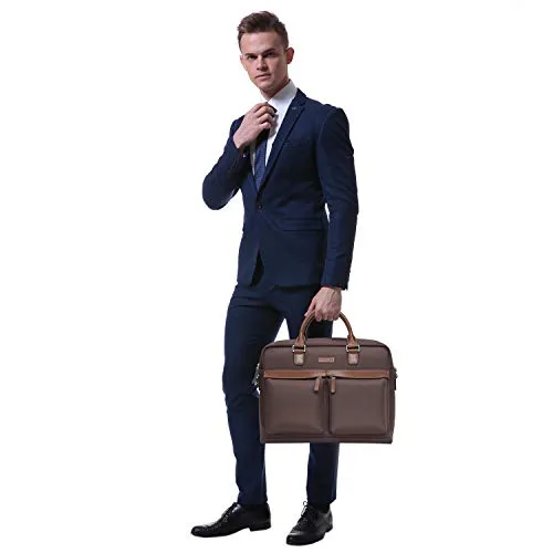 Banuce Large Capacity Waterproof Nylon Faux Leather 15.6 inch Laptop Messenger Bag for Men Business