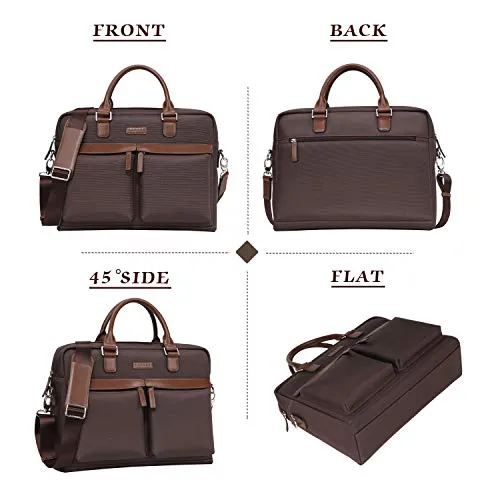 Banuce Large Capacity Waterproof Nylon Faux Leather 15.6 inch Laptop Messenger Bag for Men Business