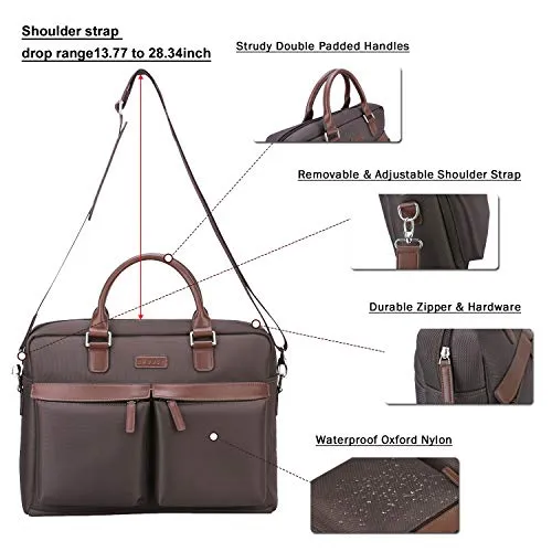 Banuce Large Capacity Waterproof Nylon Faux Leather 15.6 inch Laptop Messenger Bag for Men Business