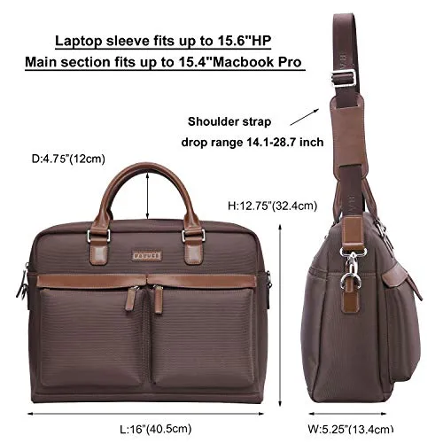 Banuce Large Capacity Waterproof Nylon Faux Leather 15.6 inch Laptop Messenger Bag for Men Business