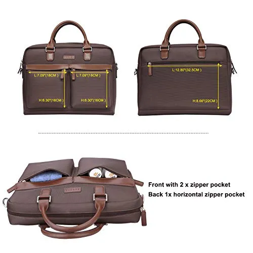 Banuce Large Capacity Waterproof Nylon Faux Leather 15.6 inch Laptop Messenger Bag for Men Business