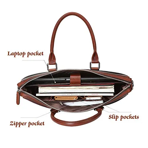 Banuce Vintage Full Grain Oil-Waxed Leather Briefcase for Men Slim 2way Business Laptop Messenger