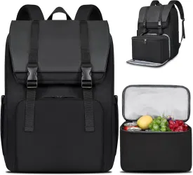 BERTASCHE Lunch Backpack, Laptop Backpack 17.3 inch w/Insulated Cooler Lunch box for Men Women, Vintage Work Backpack for College Business Commuter Travel