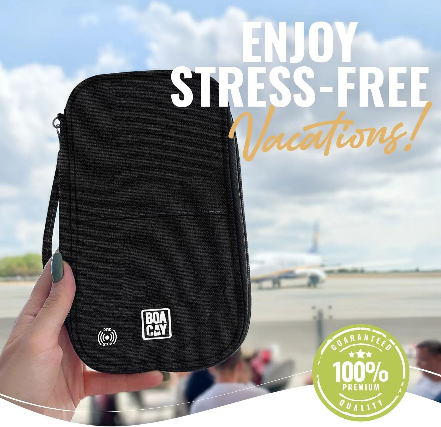 BOACAY Travel Document Organizer with RFID, Family Passport Holder, Wallet for Women & Men, Portable & Waterproof Case for Cards, Boarding Pass, Money