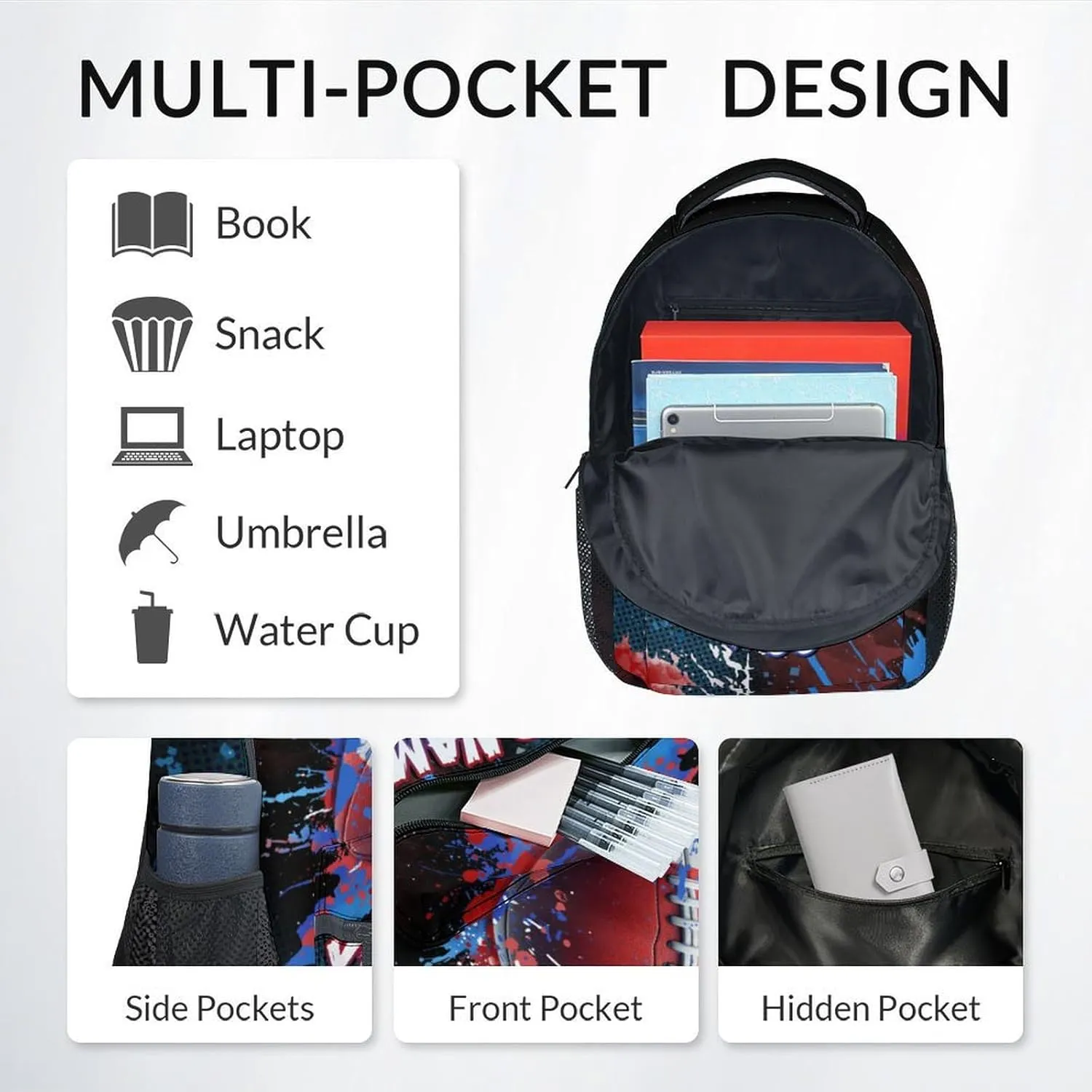 Boy Backpack - Personalized Football Backpacks Set for Kids -Teens Bookbag with Lunch Bag & Pencil Case - Sports Theme School Bags for Elementary Middle School