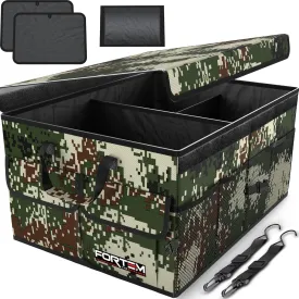 FORTEM Car Trunk Organizer, Collapsible Multi Compartment SUV Organizer, Foldable Storage for Car Accessories for Women Men, 600D Oxford, Non Slip Bottom, Securing Straps, Soft Cover (65L)