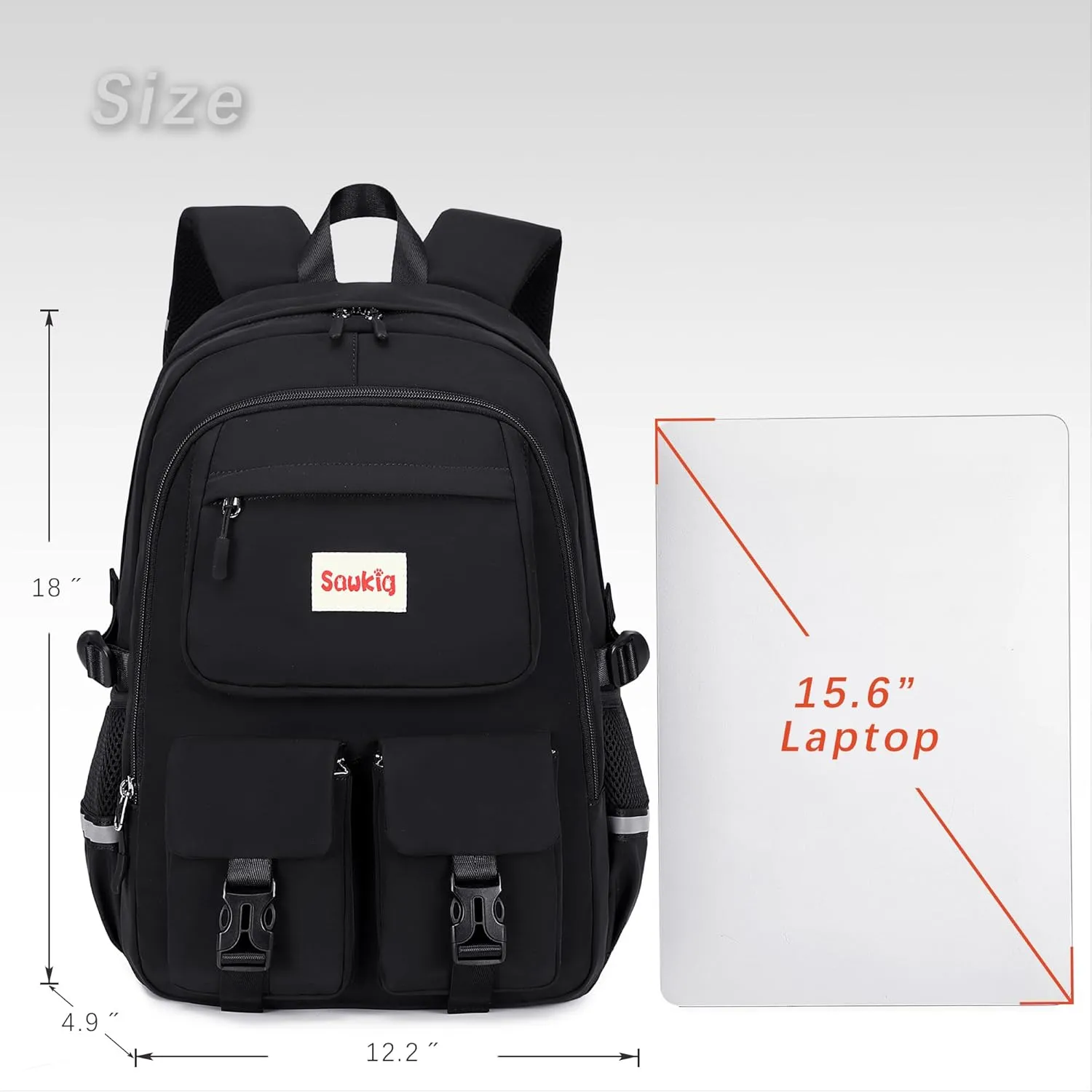 Girls Backpack for School Kids Multiple Pockets Bookbag Cute 17 inch School Backpack for Girls Elementary Junior High Book Bags (Black)