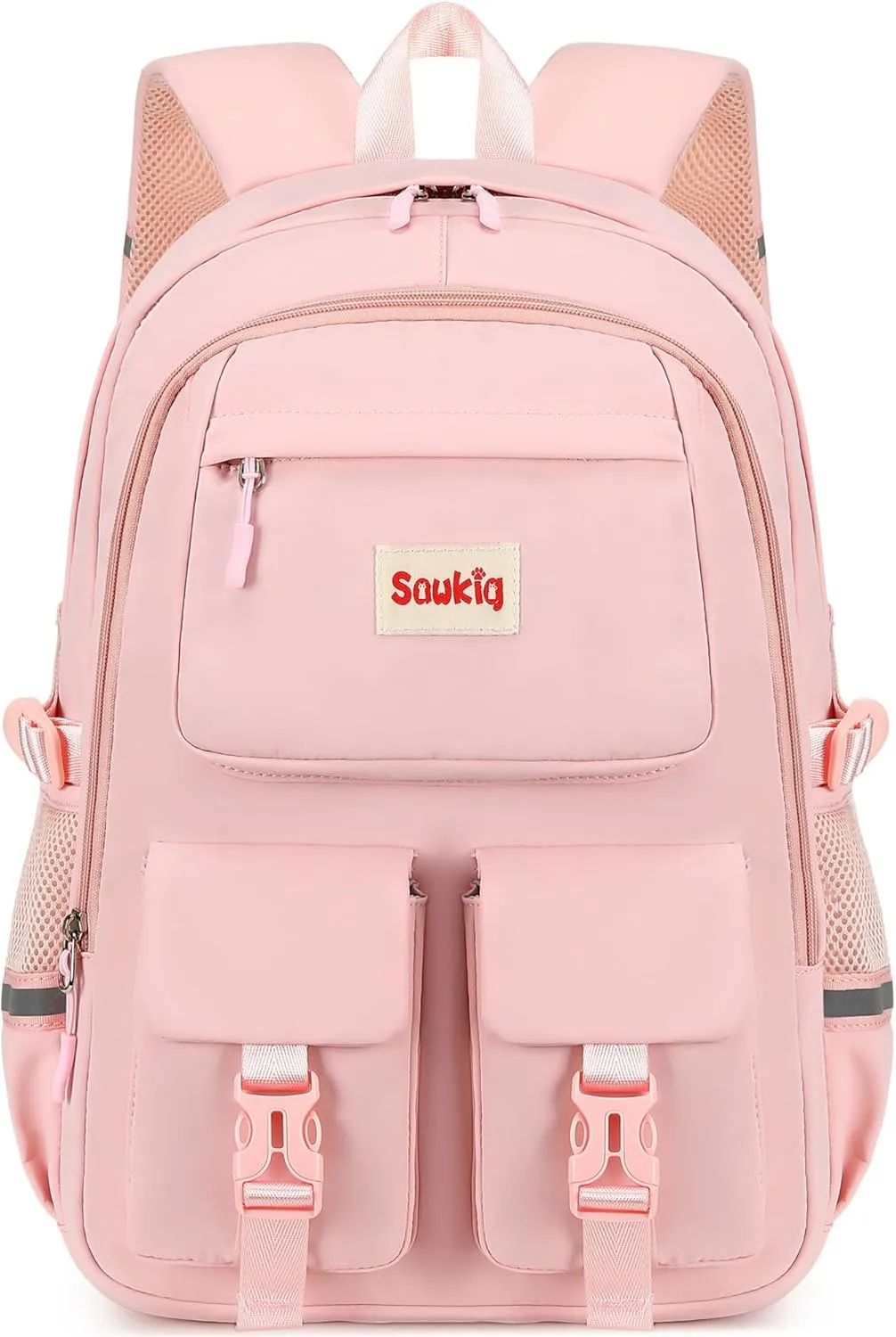 Girls Bookbag for Kids 17 inch Cute Backpack Multi-pocket School Bags for Girls Elementary Junior High School Backpack (Pink)
