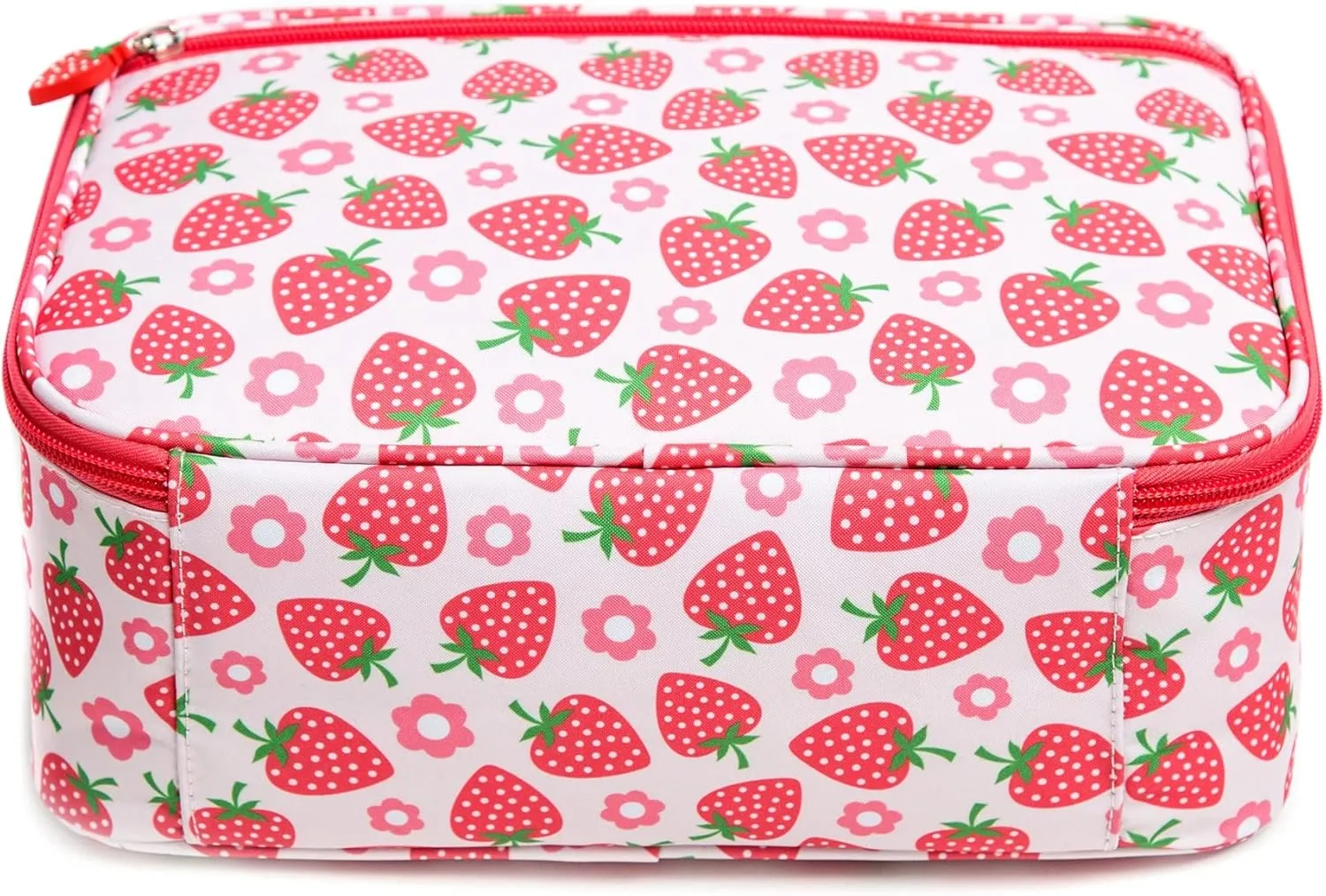 Girls Insulated Kids Lunch Bags Mini Cooler Back to School Food Storage Tote - Picnic Cookouts Travel Reusable Small Lunch Box with Cute Pattern Prints Bright Strawberry