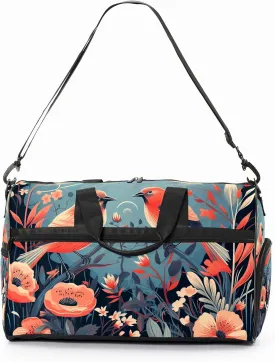 Gym Bag for Women, Carry on Weekender Overnight Bag, Travel Duffel Bags, Personal Item Travel Bag Tote Bag Workout Dance Bag, Chinese Painting Bird - 18