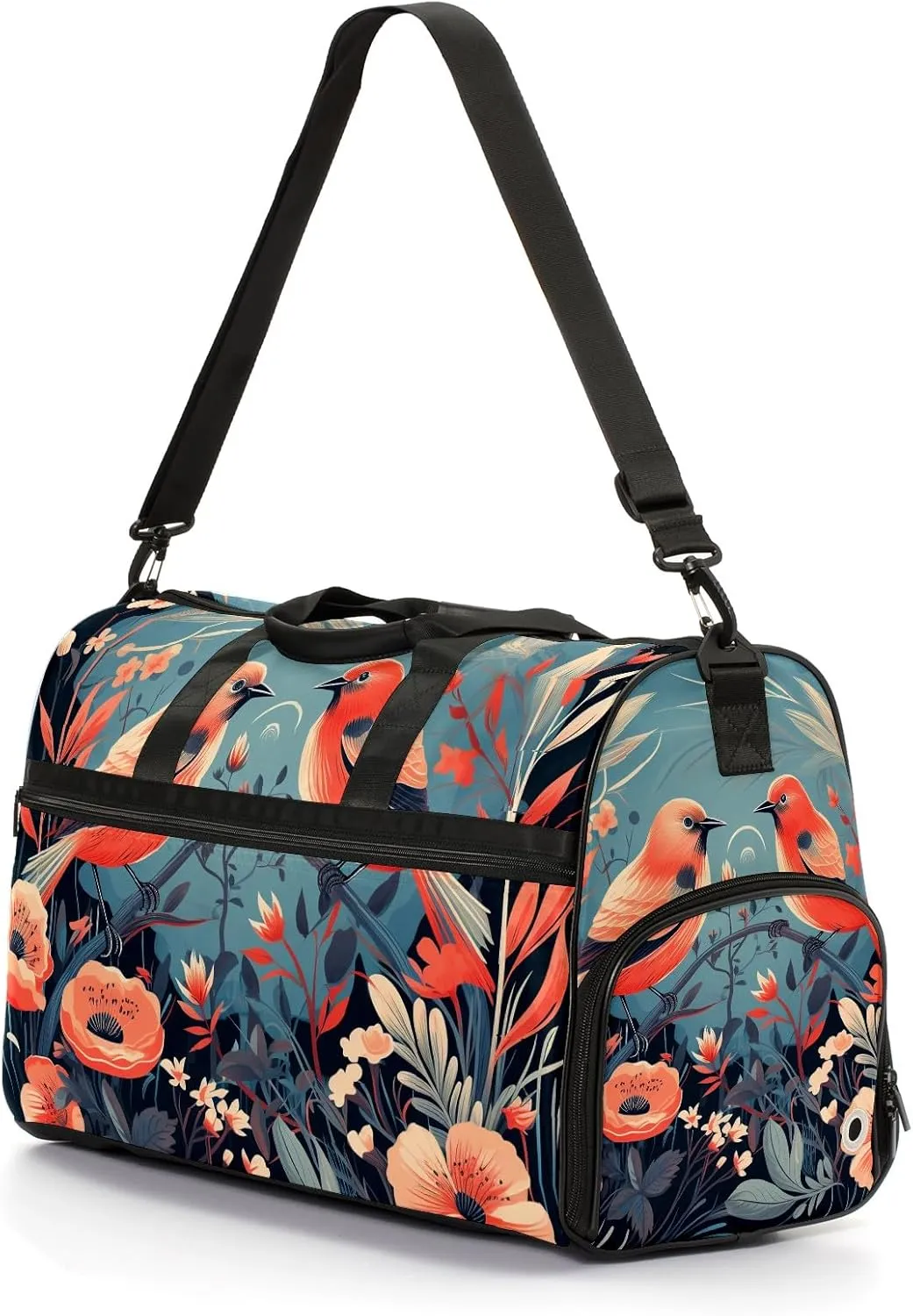 Gym Bag for Women, Carry on Weekender Overnight Bag, Travel Duffel Bags, Personal Item Travel Bag Tote Bag Workout Dance Bag, Chinese Painting Bird - 18