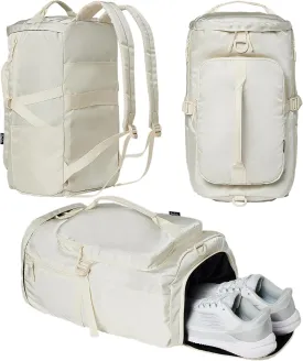 Gym Bag for Women Workout Gym Backpack with Shoe Compartment Sports Duffel Bag Multiple Pockets 30L (Cream)