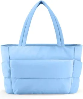 HOTOR Puffer Tote Bag for Women, Nurses - Multi-Pocket Lightweight Bag for Work - Quilted Handbag for Travel and Gym