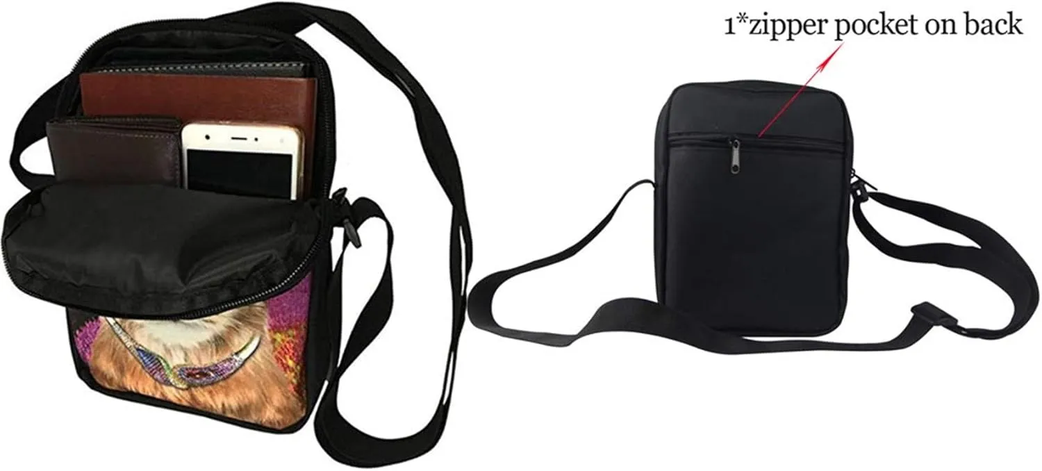 HUGS IDEA Women's Mini Cross Body Bags Blue Butterfly Moon Shoulder Handbag Cell phone Pouch Purse for Travel