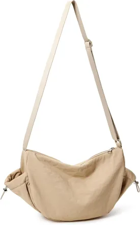 KALIDI Crossbody Purse Bag for Women Nylon Crescent Bag Men Dumpling Bag Lightweight Travel Sling Bag with Adjustable Strap