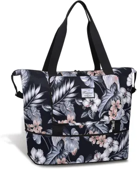 KAMO Travel Duffle Bag Expandable Weekender Overnight Bag With Wet Pocket, Foldable Tote Bag with Multiple Pockets Sports Gym Bag for Travel Yoga