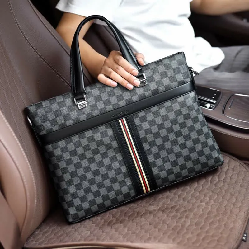 Leather Laptop Shoulder Bag Briefcase Laptop Sleeve Case with Crossbody Strap