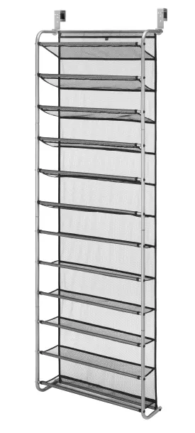 Mainstays 12-Tier Over The Door Shoe Rack, Metal, Gray