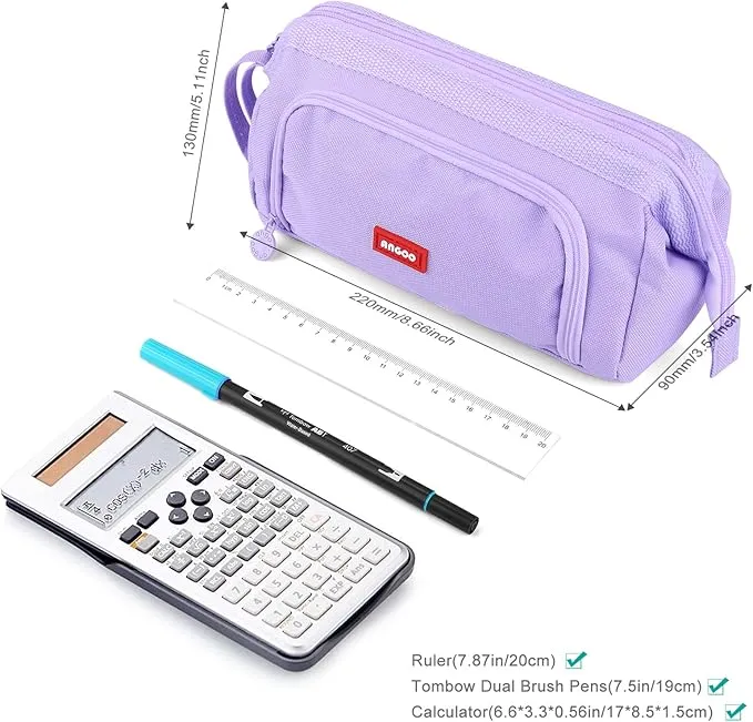 Mamowla Large Pencil Cases for Girls Super Big Pencil Case for Women Zipper Smoothy Pen Case Pouch Holder Stationery Organizer Duarable School Pencil Cases