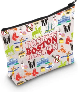 MEIKIUP Boston Makeup Travel Bag Boston Souvenirs Gift Welcome to Boston Gift Boston Vocation Gifts Massachusetts Gift (Boston Bag)