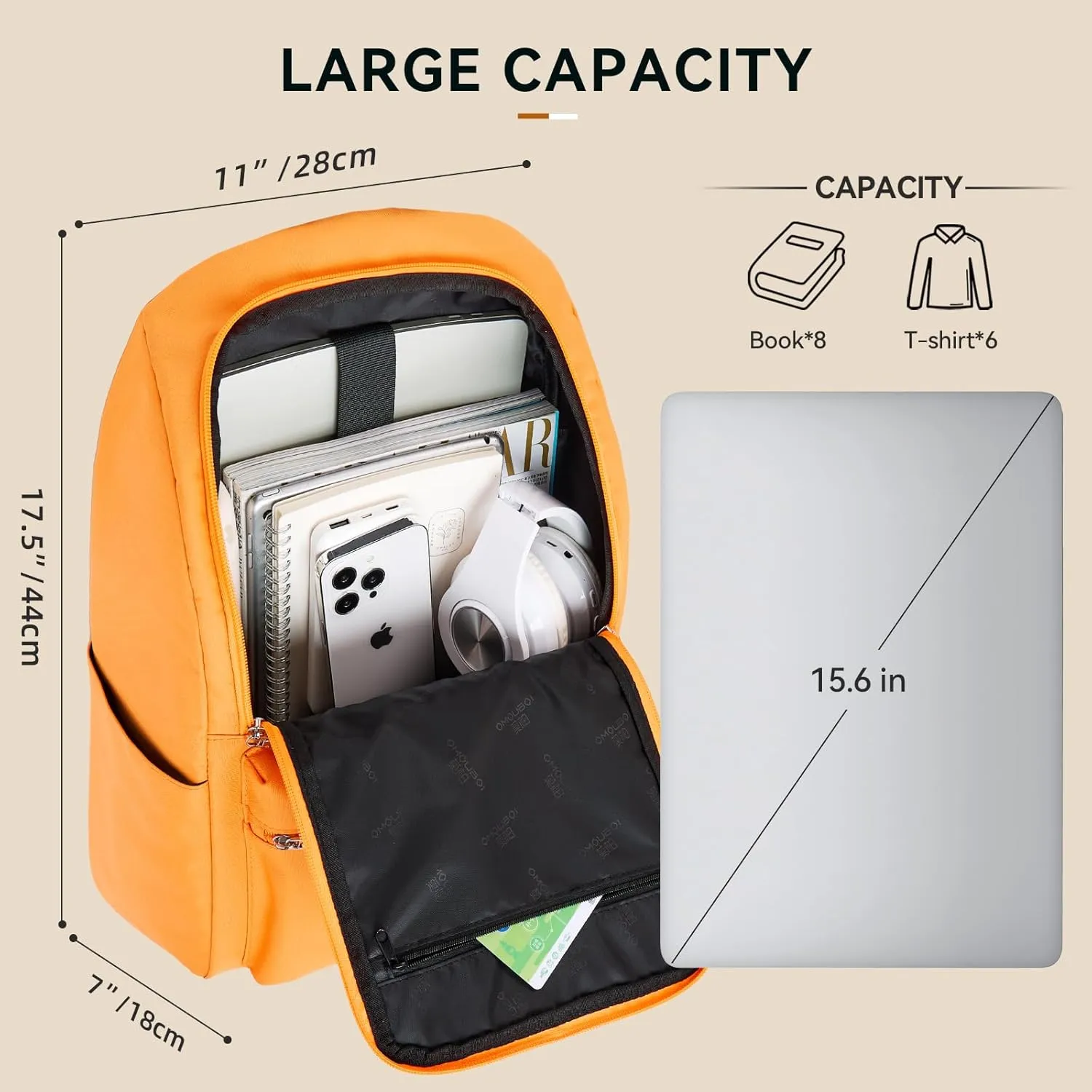OMOUBOI Casual Daypacks Superbreak Backpack 14 inch Laptop Backpack for Women & Men Fits Tourism Business (Orange)