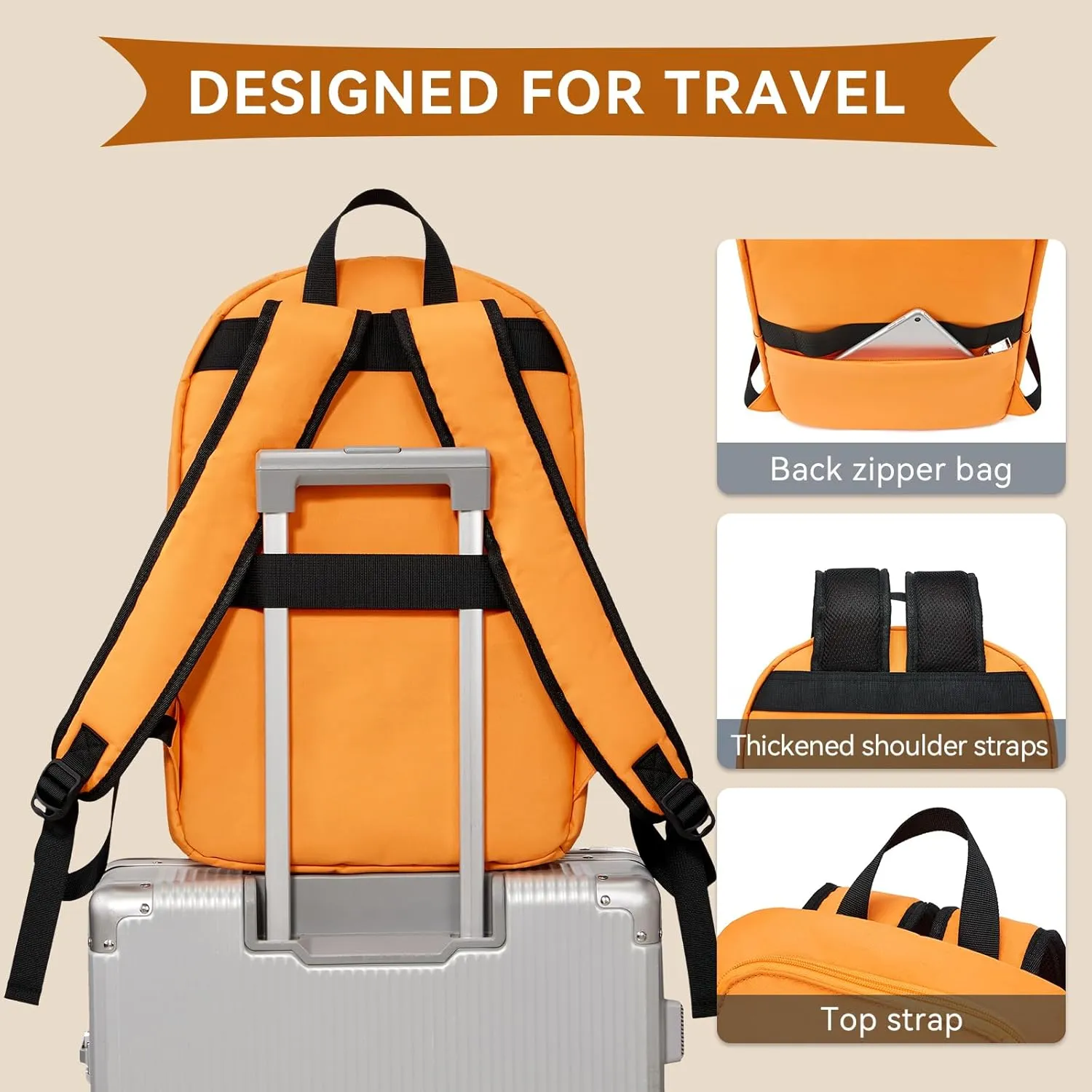 OMOUBOI Casual Daypacks Superbreak Backpack 14 inch Laptop Backpack for Women & Men Fits Tourism Business (Orange)