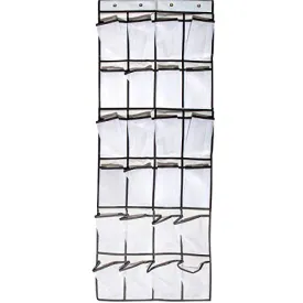 Over The Door Shoe Organizer -24 Large Mesh Pockets with 4 Hooks,600D Oxford Fabric Shoe Hanging Storage Organizer for Closet Shoes Storage (24 Pockets Door Shoe Organizer)