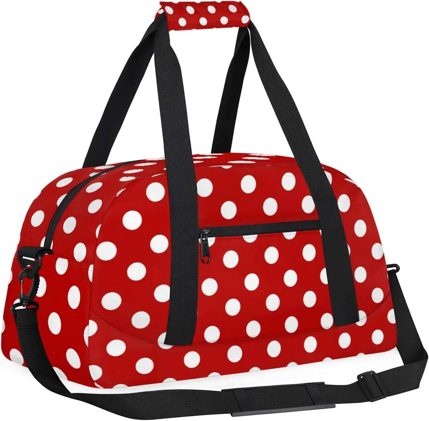 Red Polka Dot 18 inch Small Gym Bag for Women and Men, Lightweight Carry On Weekender Bag Mini Duffel Bag for Travel Sports Workout