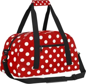 Red Polka Dot 18 inch Small Gym Bag for Women and Men, Lightweight Carry On Weekender Bag Mini Duffel Bag for Travel Sports Workout