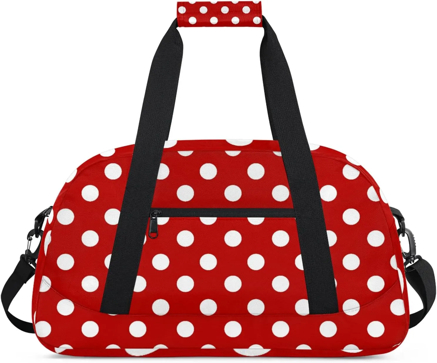 Red Polka Dot 18 inch Small Gym Bag for Women and Men, Lightweight Carry On Weekender Bag Mini Duffel Bag for Travel Sports Workout