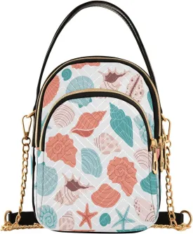Sea Shells Mollusks Small Crossbody bags Lightweight Cell Phone Purses Travel Pouch Shoulder Bag Handbag for Women