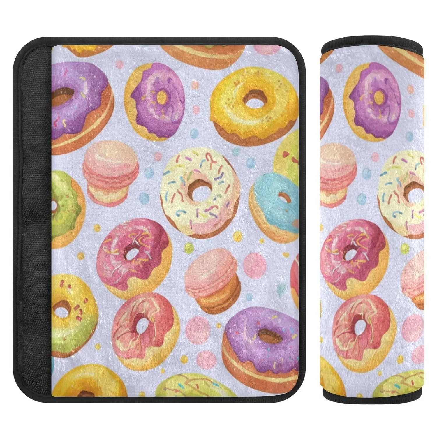 Seat Belt Covers 2 Pack Donuts Macarons Car Seat Strap Covers Super Soft Car Seat Neck Cover for Boys Girls Adults Babies M