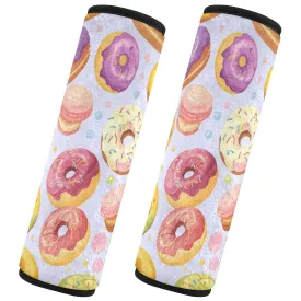 Seat Belt Covers 2 Pack Donuts Macarons Car Seat Strap Covers Super Soft Car Seat Neck Cover for Boys Girls Adults Babies M