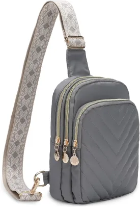 Small Crossbody Sling Bags for Women Men, 3 Zipper Pocket Cell Phone Purse Fanny Packs for Women