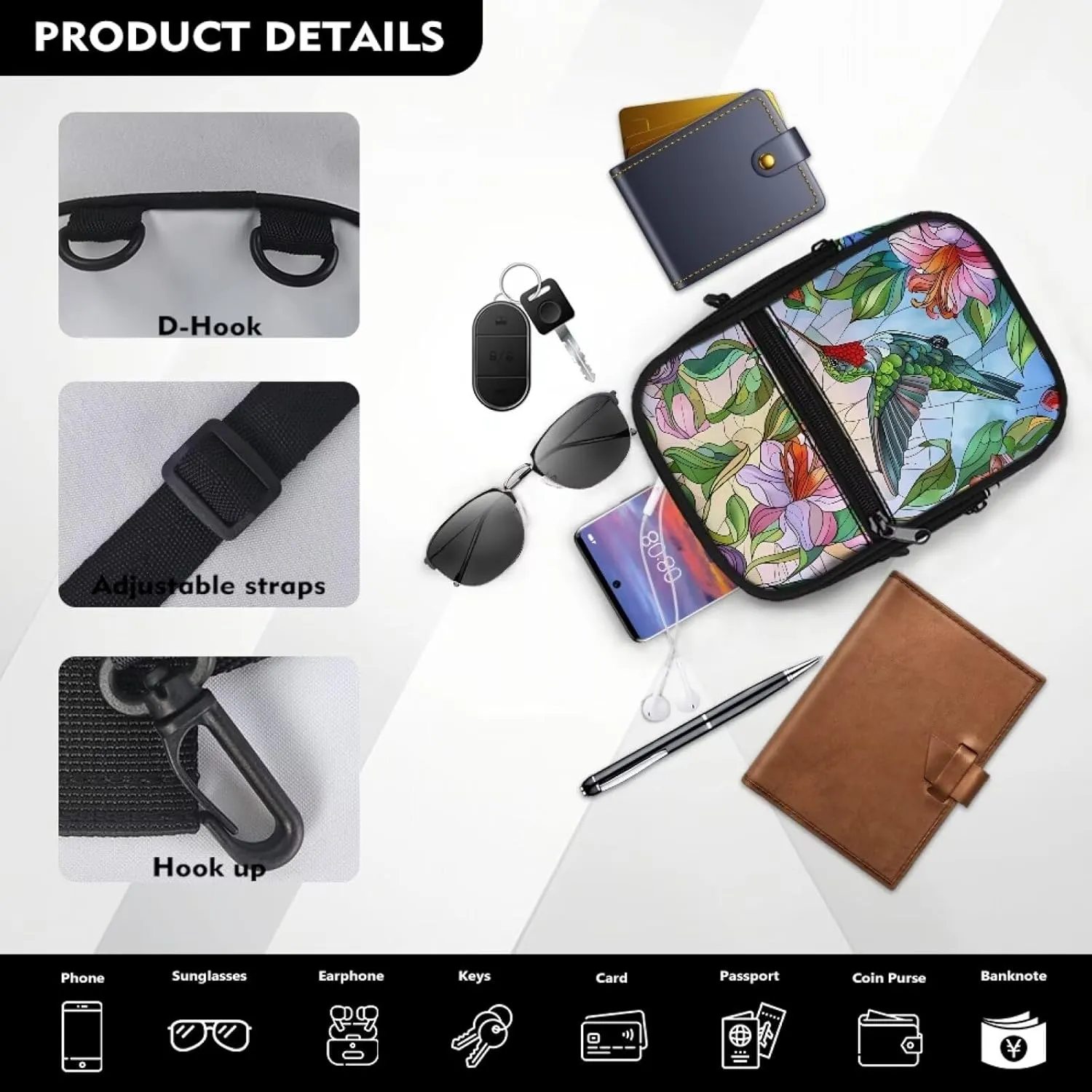 Small Messenger Bag for Women Men Sling Bag Crossbody Purse Wallet Purse Cell Phone Crossbody Bag