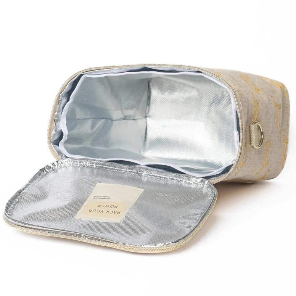 SoYoung Large Linen Insulated Lunch Bag Lunch Poche