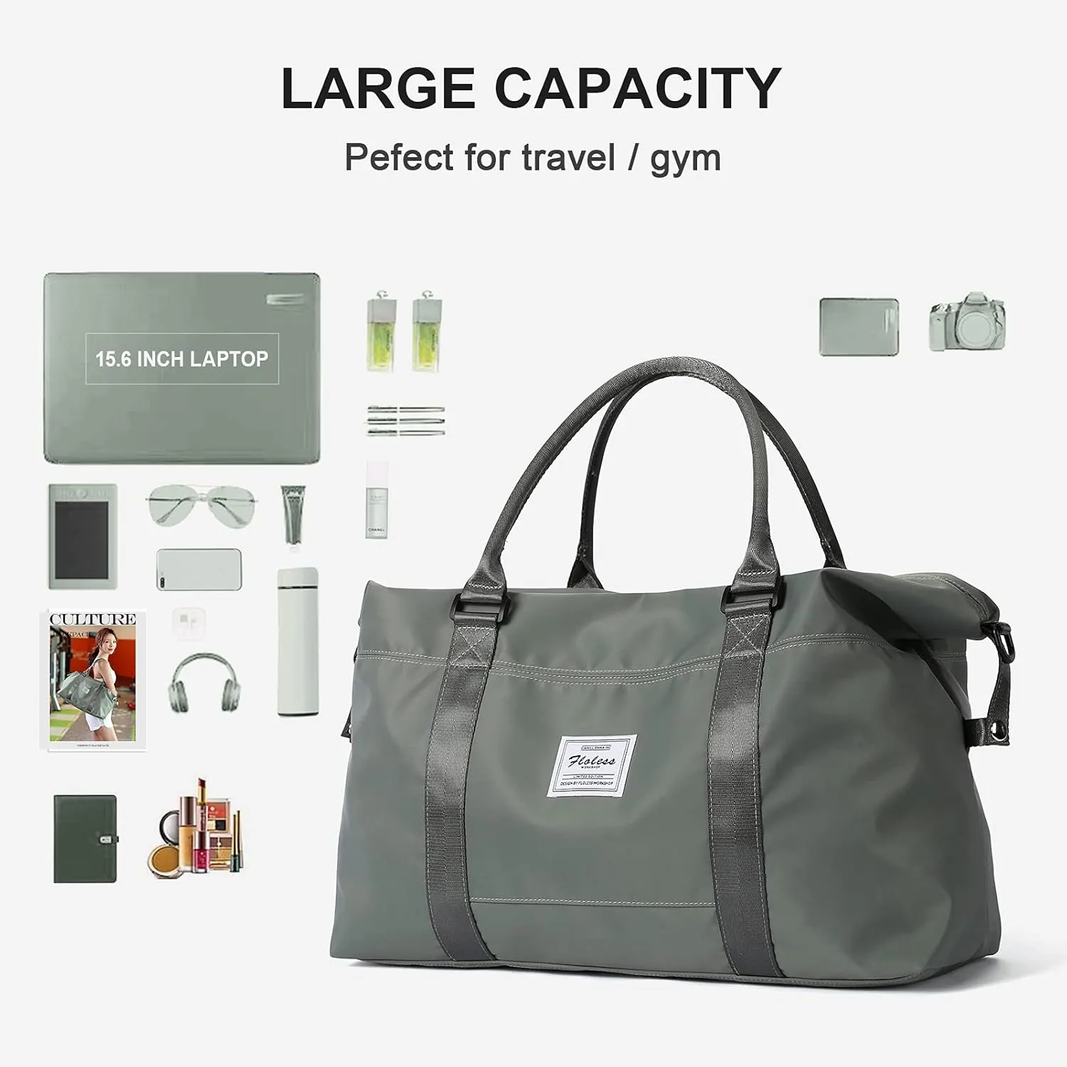 Sport Large Travel Duffle Gym Tote Weekender Carry On Beach Overnight Waterproof Luggage with Wet Bag