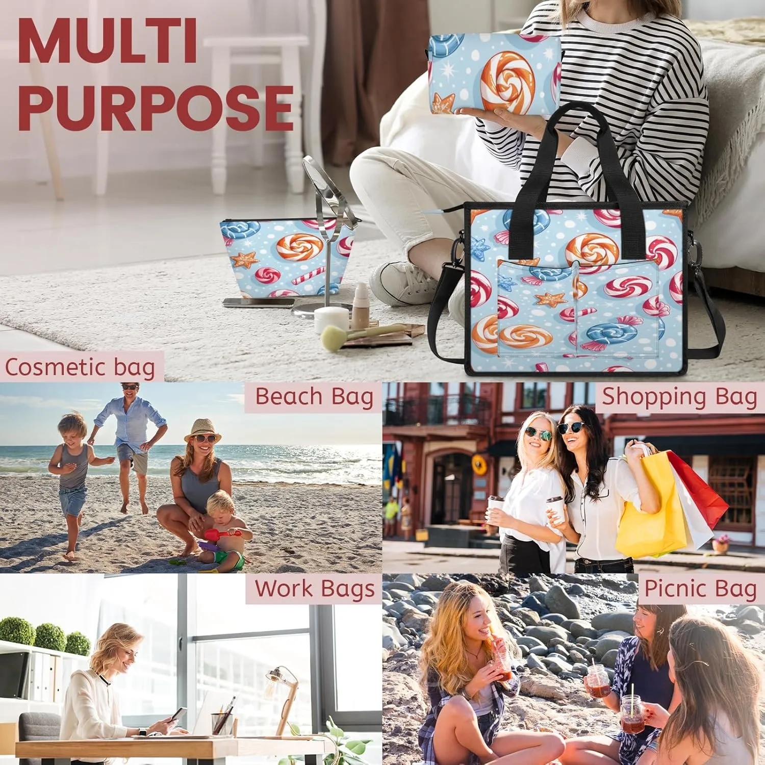 Tote Satchel Bag Set 3PCS for Women, Tote Briefcase Shoulder Handbag Purse Satchels
