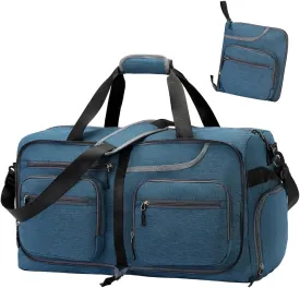 Travel Duffel Bag, 65L Foldable Travel Duffle Bag with Shoes Compartment and wet pocket, Waterproof & Tear Resistant